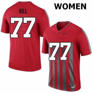 Women's Ohio State Buckeyes #77 Michael Hill Throwback Nike NCAA College Football Jersey Cheap EKM0144NU